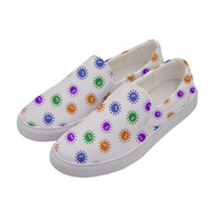 Cartoon Corona Virus Covid 19 Women s Canvas Slip Ons by SpinnyChairDesigns
