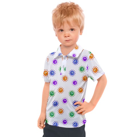 Cartoon Corona Virus Covid 19 Kids  Polo Tee by SpinnyChairDesigns