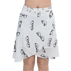 Geek Glasses With Eyes Chiffon Wrap Front Skirt by SpinnyChairDesigns