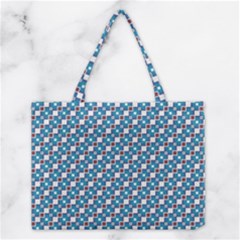 Country Blue Checks Pattern Medium Tote Bag by SpinnyChairDesigns