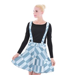 Truchet Tiles Blue White Suspender Skater Skirt by SpinnyChairDesigns