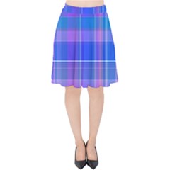 Madras Plaid Blue Purple Velvet High Waist Skirt by SpinnyChairDesigns