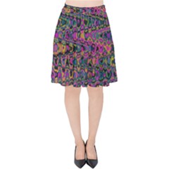 Colorful Bohemian Mosaic Pattern Velvet High Waist Skirt by SpinnyChairDesigns