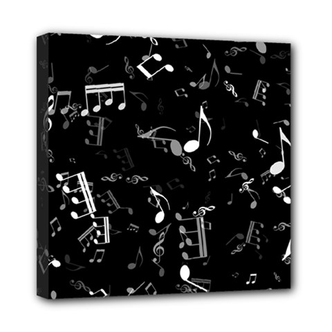 Black And White Music Notes Mini Canvas 8  X 8  (stretched) by SpinnyChairDesigns