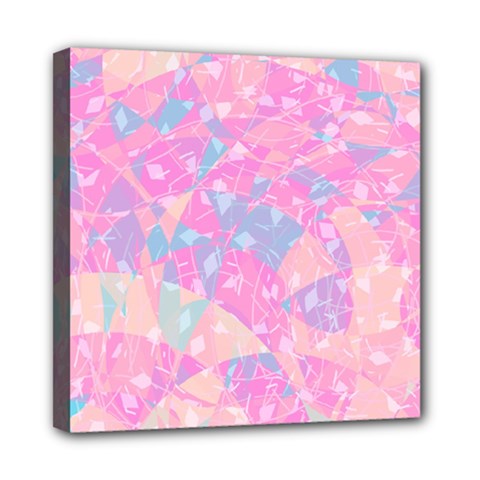 Pink Blue Peach Color Mosaic Mini Canvas 8  X 8  (stretched) by SpinnyChairDesigns