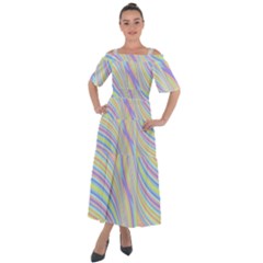 Pastel Color Stripes  Shoulder Straps Boho Maxi Dress  by SpinnyChairDesigns