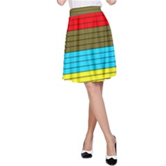 Multicolor With Black Lines A-line Skirt by tmsartbazaar
