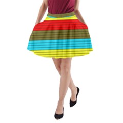 Multicolor With Black Lines A-line Pocket Skirt by tmsartbazaar