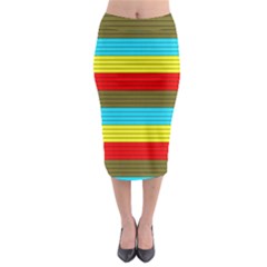 Multicolor With Black Lines Midi Pencil Skirt by tmsartbazaar