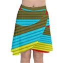 Multicolor With Black Lines Chiffon Wrap Front Skirt View1