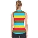 Multicolor With Black Lines Mock Neck Shell Top View2
