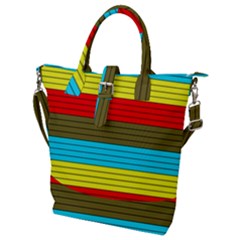 Multicolor With Black Lines Buckle Top Tote Bag by tmsartbazaar