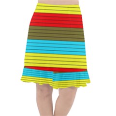 Multicolor With Black Lines Fishtail Chiffon Skirt by tmsartbazaar