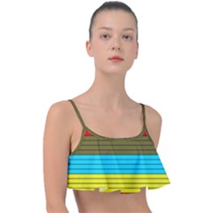 Multicolor With Black Lines Frill Bikini Top by tmsartbazaar