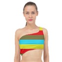 Multicolor With Black Lines Spliced Up Bikini Top  View1