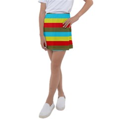 Multicolor With Black Lines Kids  Tennis Skirt by tmsartbazaar