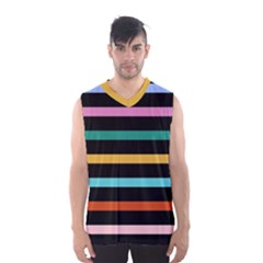Colorful Mime Black Stripes Men s Basketball Tank Top by tmsartbazaar