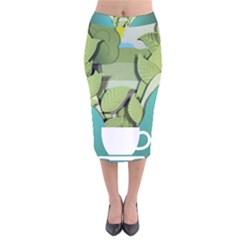 Illustrations Drink Velvet Midi Pencil Skirt by HermanTelo