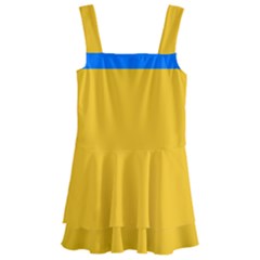 Bright Yellow With Blue Kids  Layered Skirt Swimsuit by tmsartbazaar