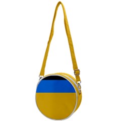 Bright Yellow With Blue Crossbody Circle Bag by tmsartbazaar