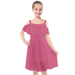 True Blush Pink Color Kids  Cut Out Shoulders Chiffon Dress by SpinnyChairDesigns
