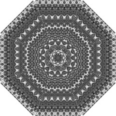 Boho Black And White Pattern Hook Handle Umbrellas (small) by SpinnyChairDesigns
