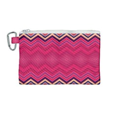 Boho Aztec Stripes Rose Pink Canvas Cosmetic Bag (medium) by SpinnyChairDesigns