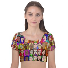 432sisters Velvet Short Sleeve Crop Top  by Kritter