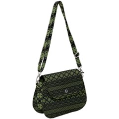 Boho Sage Green Black Saddle Handbag by SpinnyChairDesigns