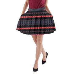Boho Orange Black A-line Pocket Skirt by SpinnyChairDesigns