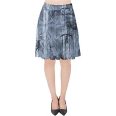 Faded Blue Texture Velvet High Waist Skirt by SpinnyChairDesigns