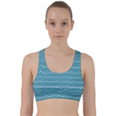 Boho Teal Stripes Back Weave Sports Bra by SpinnyChairDesigns