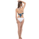 Boho Cerulean Blue Mosaic Cross Front Halter Bikini Top View2