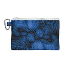 Dark Blue Abstract Pattern Canvas Cosmetic Bag (medium) by SpinnyChairDesigns