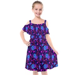 Backgroung Rose Purple Wallpaper Kids  Cut Out Shoulders Chiffon Dress by HermanTelo