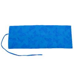 Cornflower Blue Butterfly Print Roll Up Canvas Pencil Holder (s) by SpinnyChairDesigns