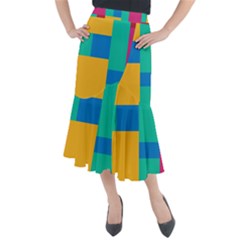 Squares  Midi Mermaid Skirt by Sobalvarro
