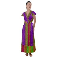 Colors Of A Rainbow Flutter Sleeve Maxi Dress by pepitasart