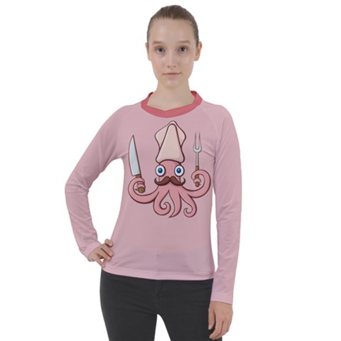 Squid Chef Cartoon Women s Pique Long Sleeve Tee by sifis