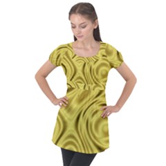 Golden Wave  Puff Sleeve Tunic Top by Sabelacarlos