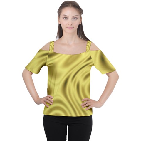 Golden Wave Cutout Shoulder Tee by Sabelacarlos