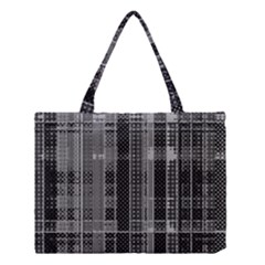 Black Punk Plaid Medium Tote Bag by SpinnyChairDesigns