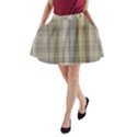 Beige Tan Madras Plaid A-Line Pocket Skirt View1