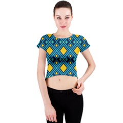 Geometric Abstract Diamond Crew Neck Crop Top by tmsartbazaar