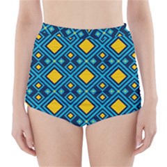 Geometric Abstract Diamond High-waisted Bikini Bottoms by tmsartbazaar