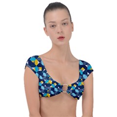 Geometric Hypnotic Shapes Cap Sleeve Ring Bikini Top by tmsartbazaar