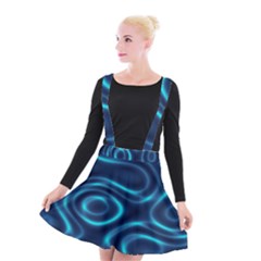 Blue Wavy Suspender Skater Skirt by Sabelacarlos
