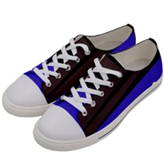 Mixed Polka Dots And Lines Pattern, Blue, Red, Brown Women s Low Top Canvas Sneakers by Casemiro