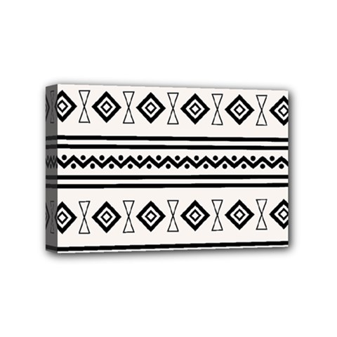 Black And White Aztec Mini Canvas 6  X 4  (stretched) by tmsartbazaar