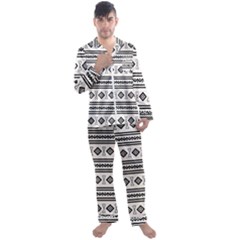 Black And White Aztec Men s Long Sleeve Satin Pyjamas Set by tmsartbazaar